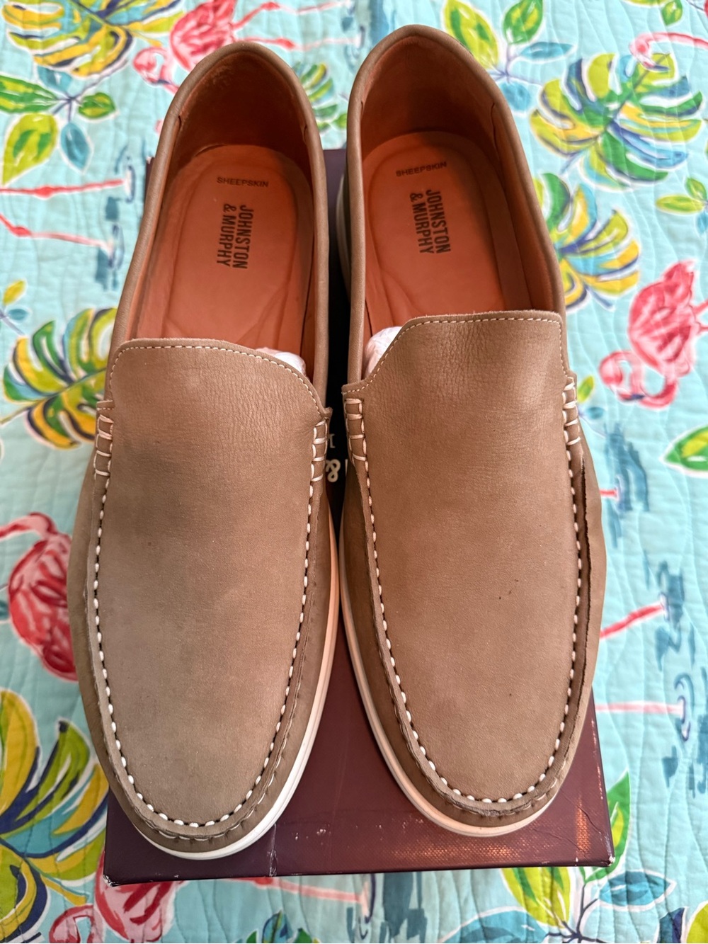 Johnston & Murphy Men’s Taupe Slip-On Loafers size 12